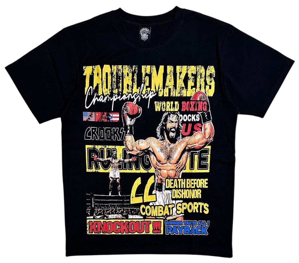 Crooks & Castles Men's T-Shirt Heavyweight Relaxed Fit Troublemakers Boxing Tee